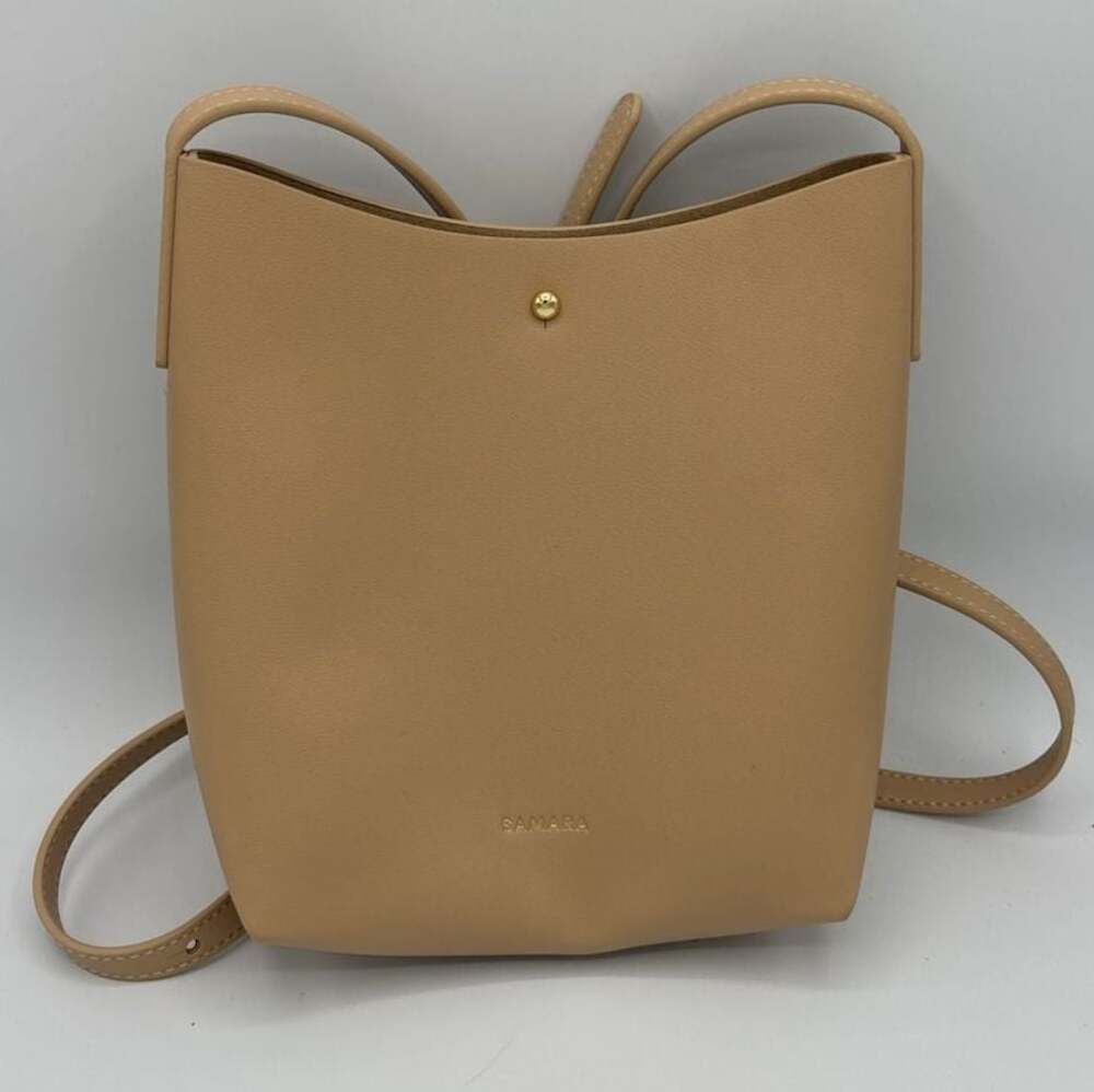 Samara Vegan Leather Crossbody Shoulder Bag in Beige